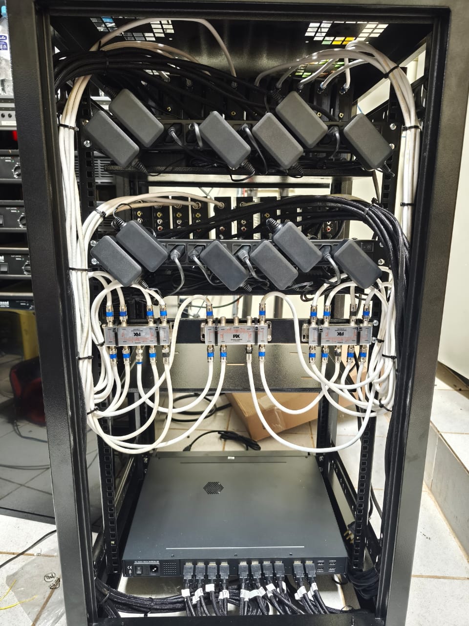 Vista traseira do rack Headend já em operação